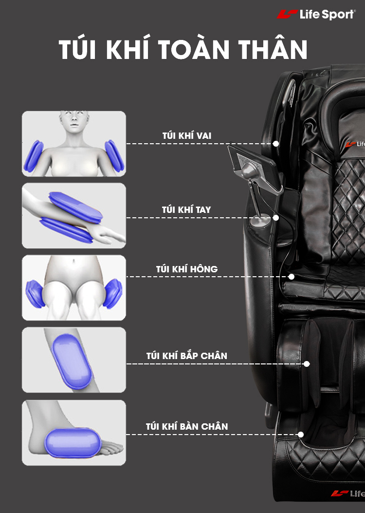 Ghế massage Life Sport LS-269 Túi khí toàn thân