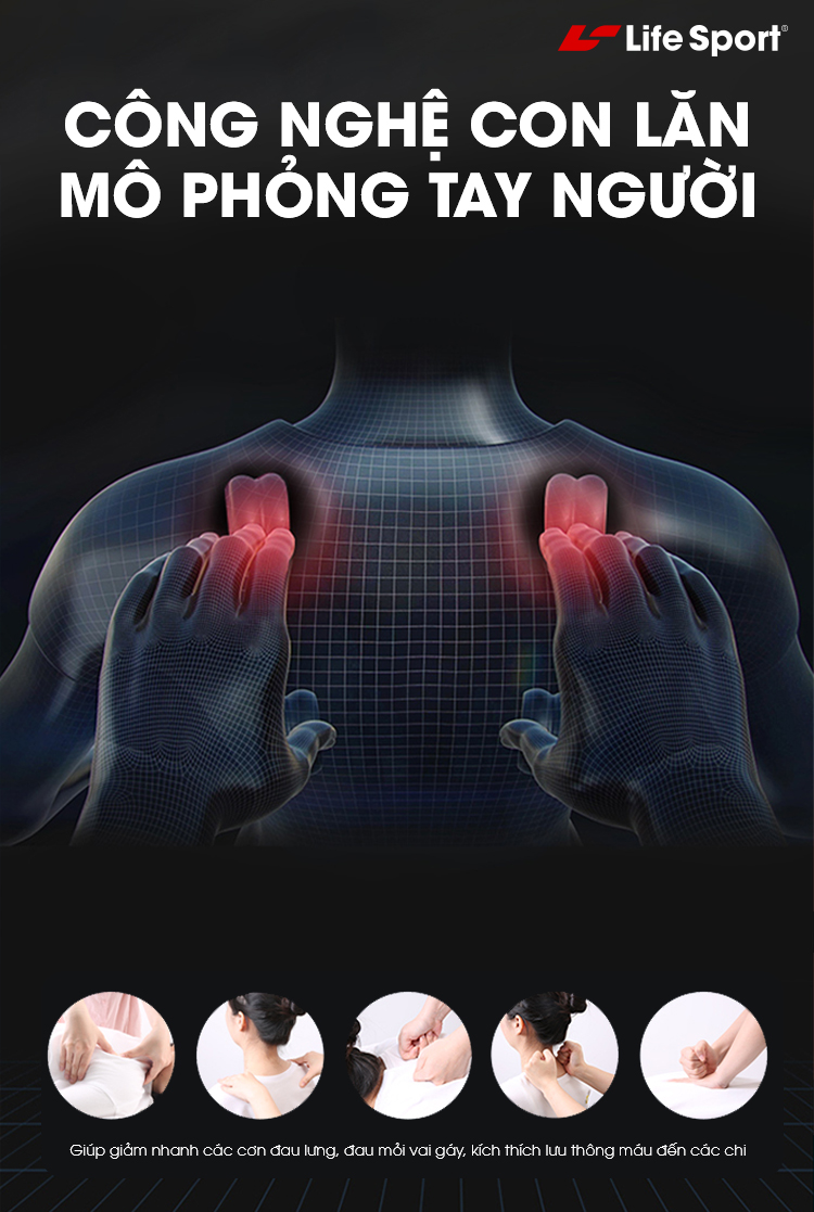 Ghế massage Life Sport LS -299 plus Công nghệ con lăn mô phỏng tay người