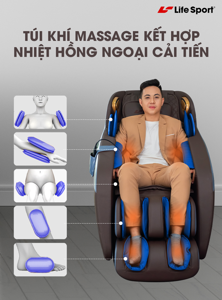 Ghế Massage LifeSport LS-2900 Túi khí massage kết hợp nhiệt hồng ngoại