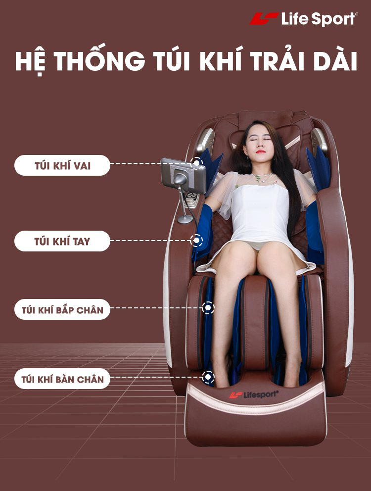 ghế massage lifesport ls-368 Hệ thống túi khí trải dài