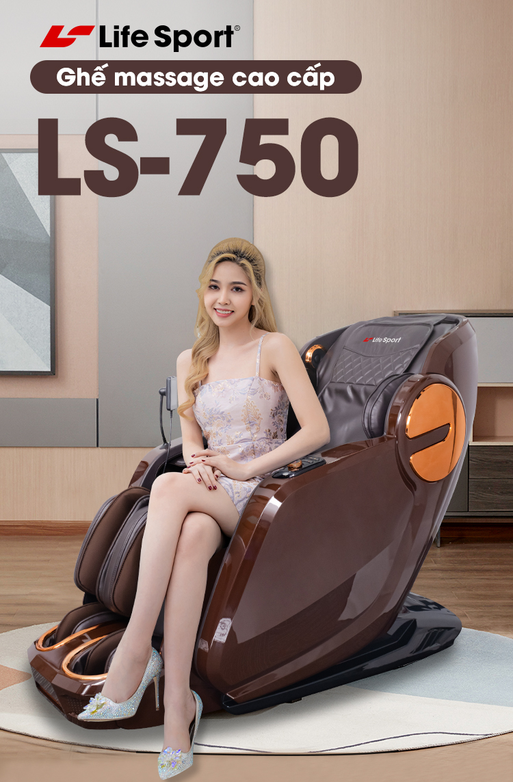 Ghế massage toàn thân Lifesport LS-750/379 màu vàng đồng hoàng gia