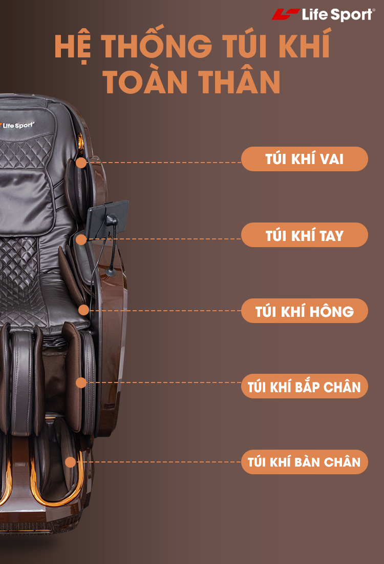 ghế massage LifeSport LS-750/379 túi khí toàn thân cực đại