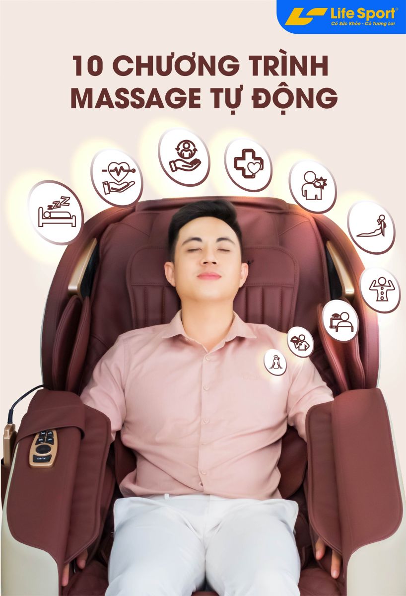 Ghế Massage LifeSport LS-789 có 10 chương trình tư động