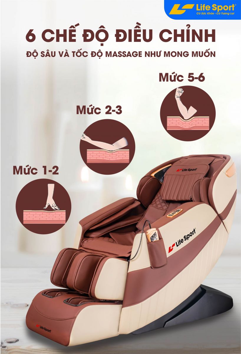 Ghế Massage LifeSport LS-789 có 6 mức độ massage linh hoạt 