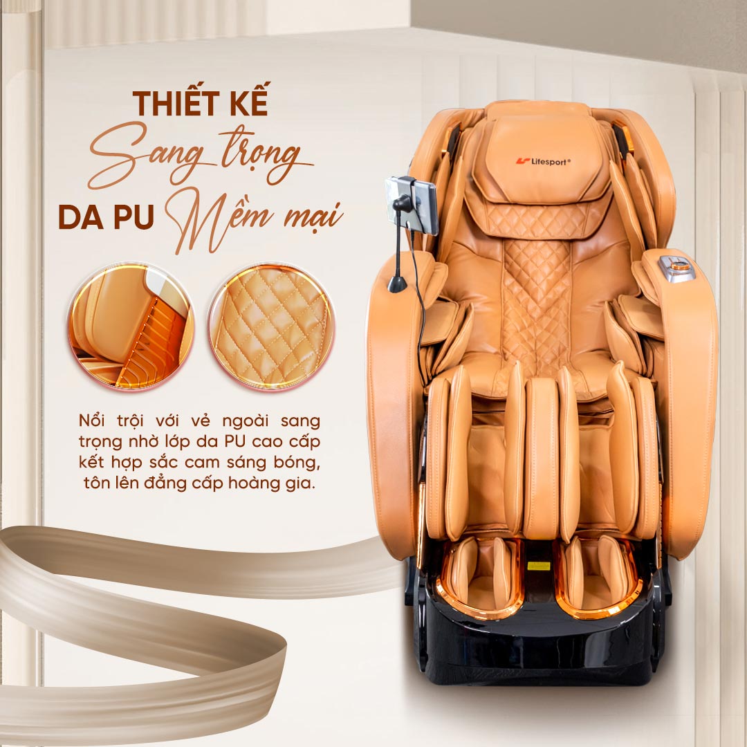 Ghế massage Lifesport LS-799 thiết kế bằng da PU mềm mại