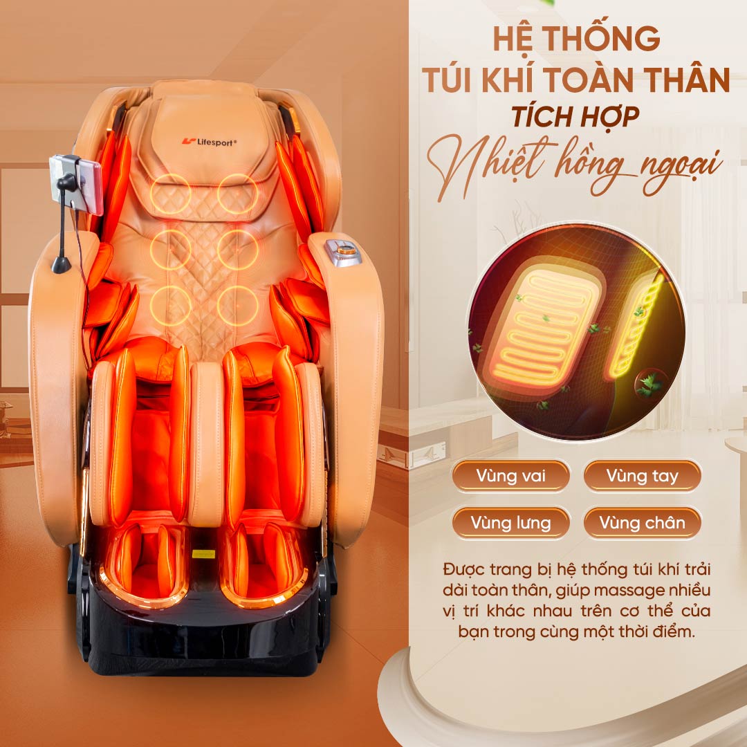 Ghế massage Lifesport LS-799 có hệ thống túi khí toàn thân
