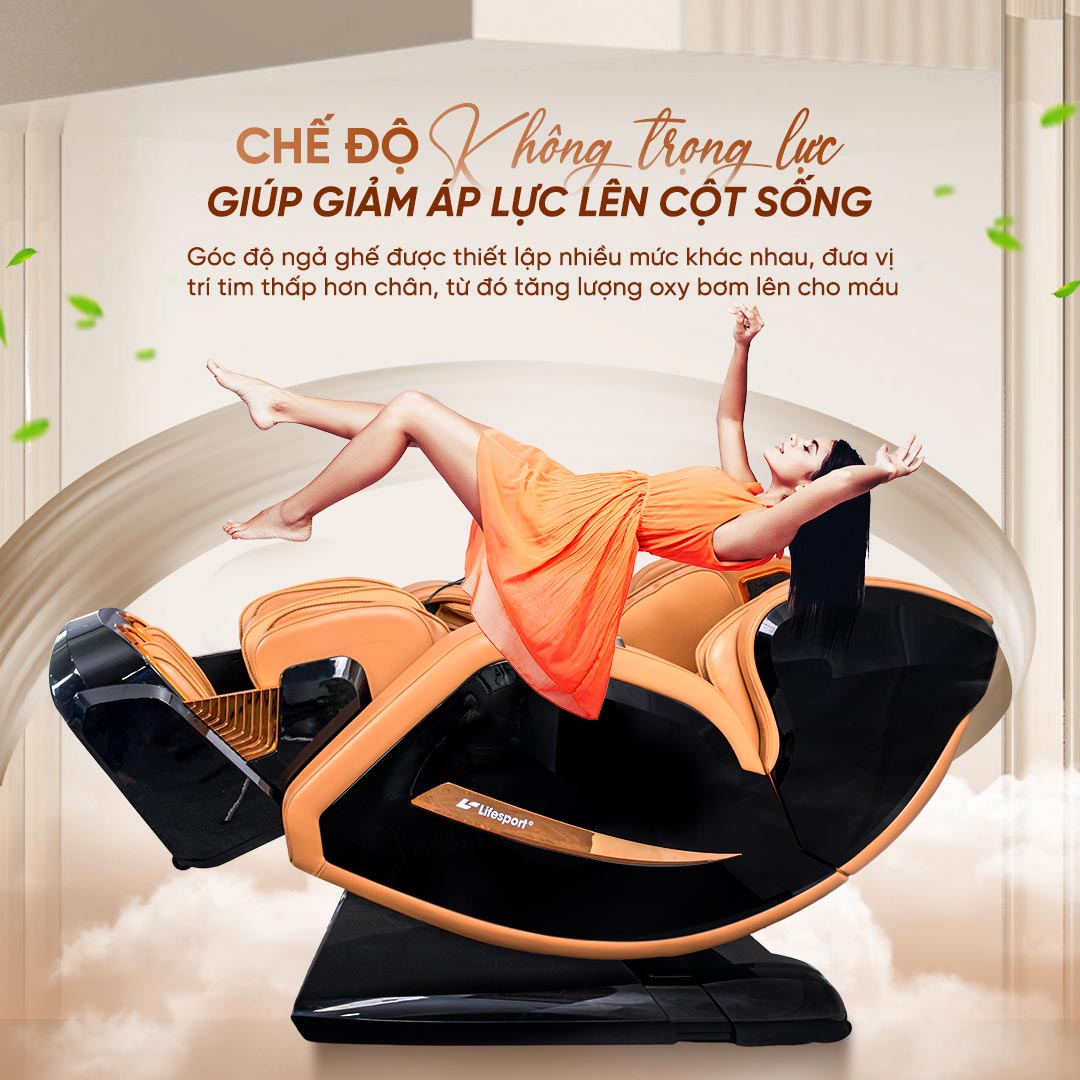 Ghế massage Lifesport LS-799 với chế độ khong trọng lực giúp thỏa sức thư giãn