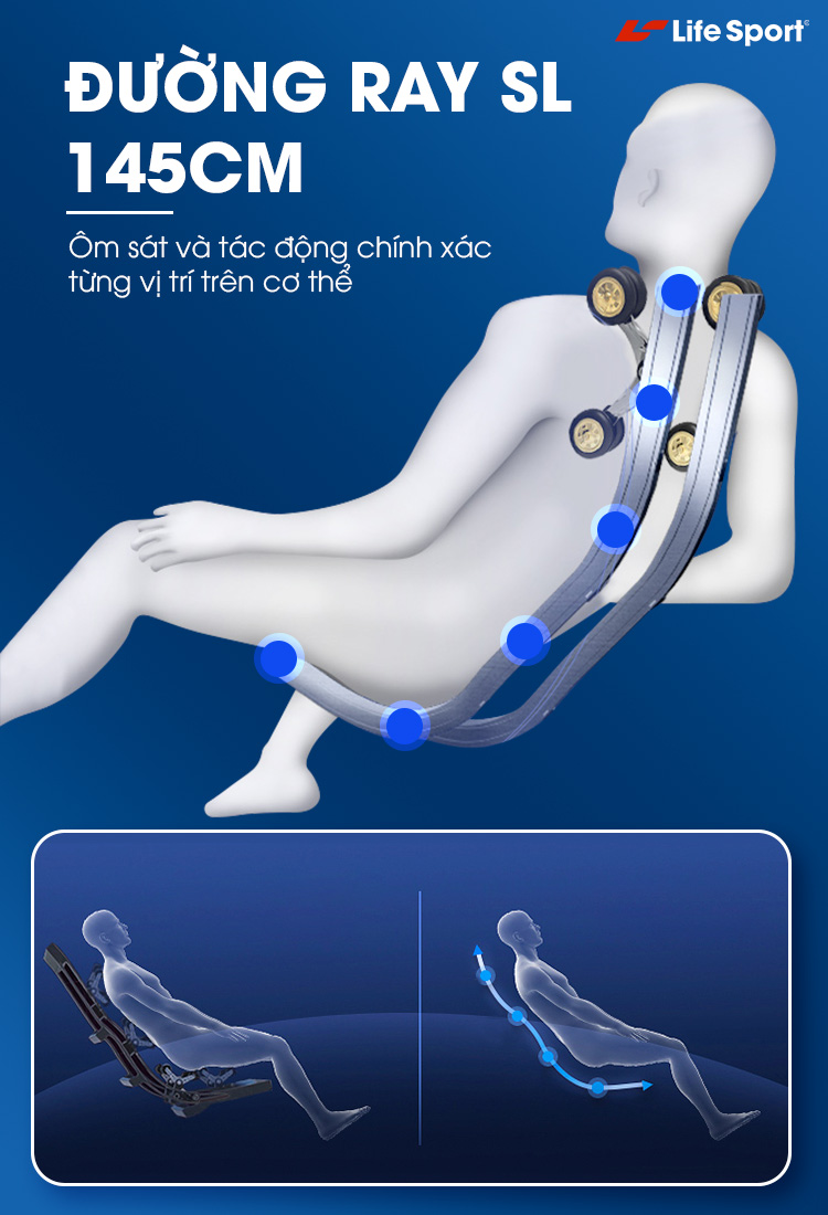 Ghế massage ls 2600 | đường ray sl 145 cm