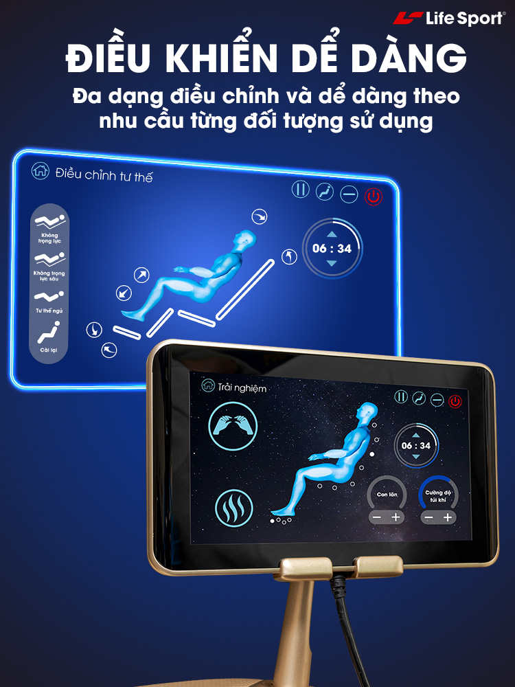 Ghế massage Lifesport 899 tablet điều khiển dễ dàng
