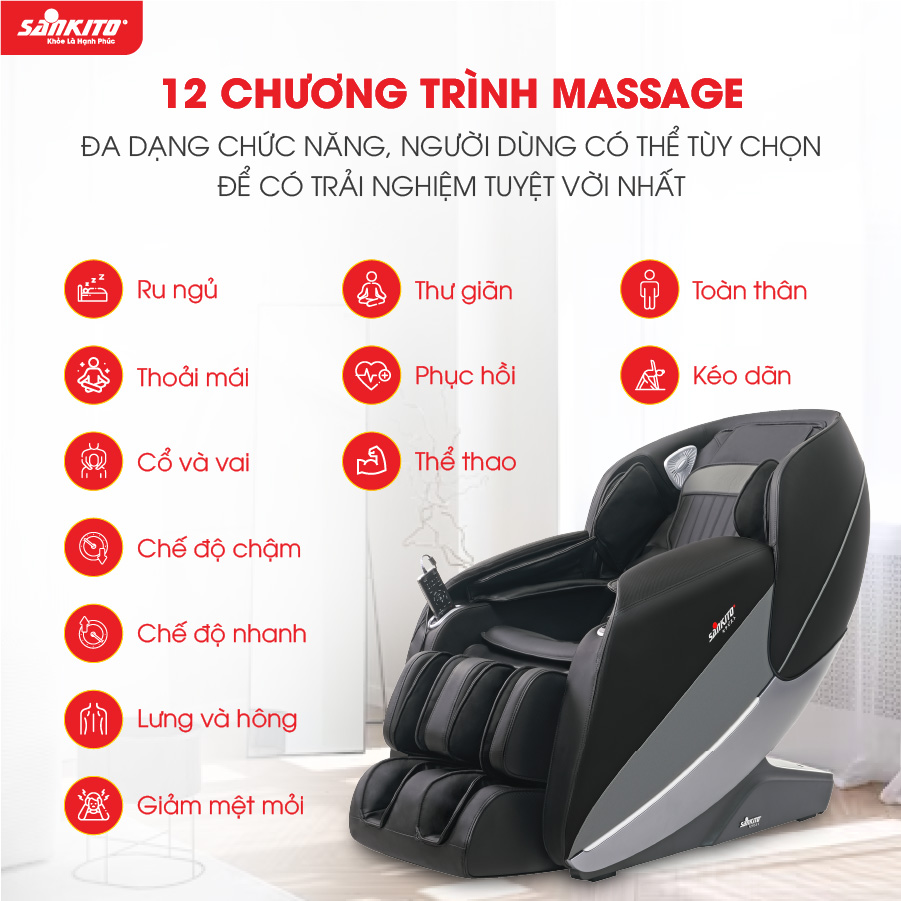 Ghế Massage Sankito S-80 Đa dạng chương trình massage 