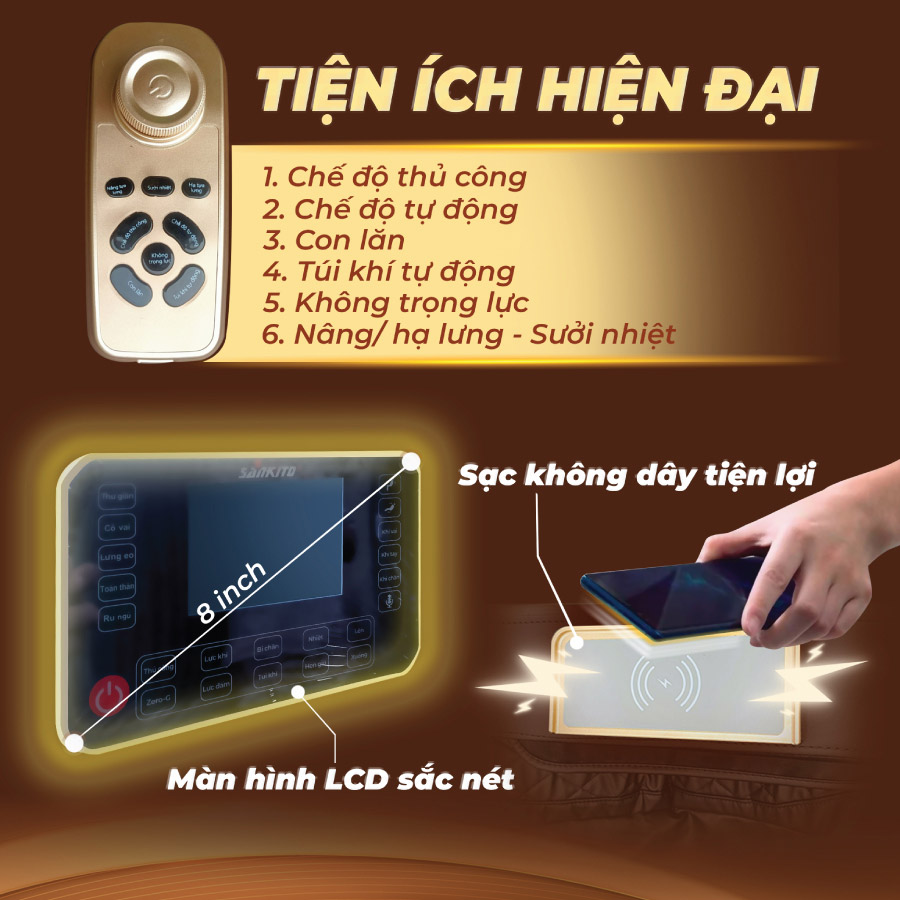 Ghế massage Sankito S-566 sở hữu nhiều tiện ích thông minh