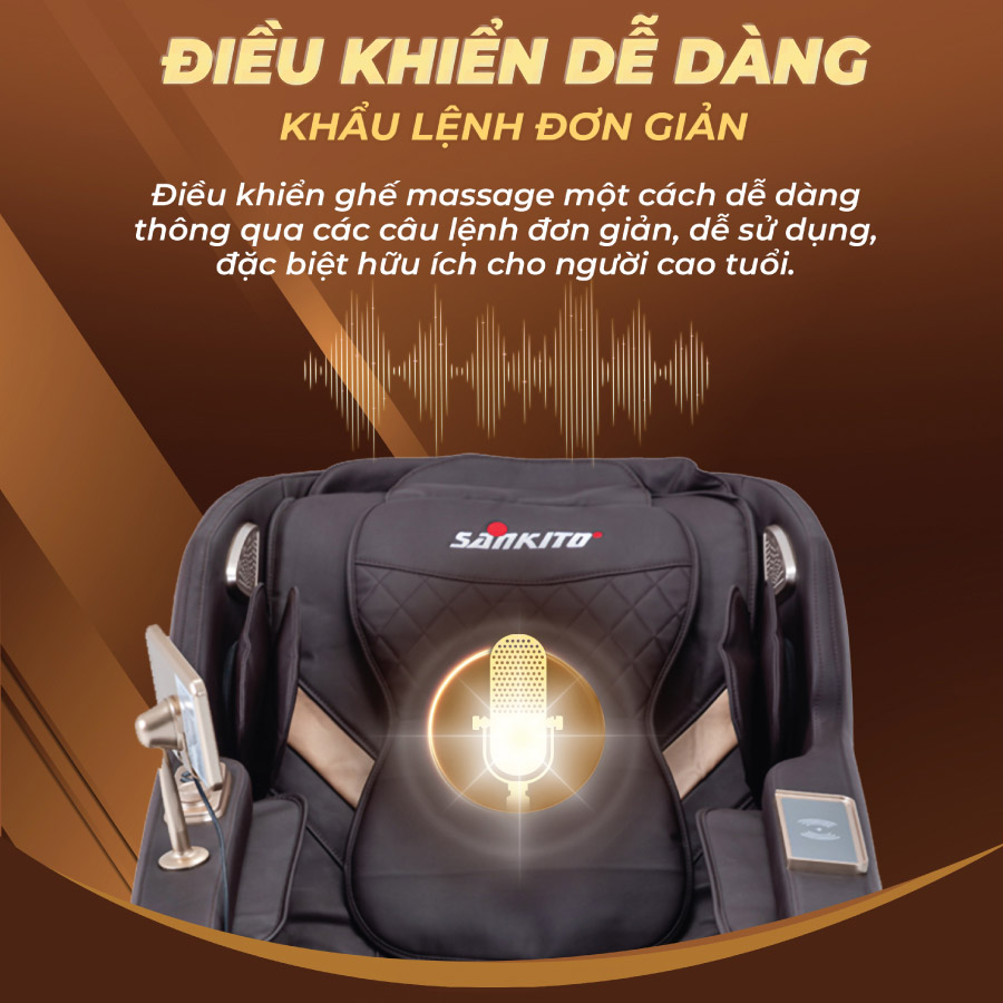 Ghế massage Sankito S-566 có thể điều khiển bằng giọng nói