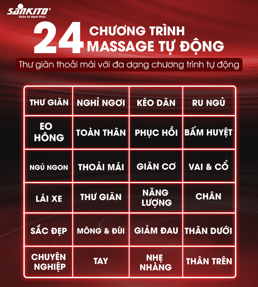 Ghế massage đa dạng chương trình tự động